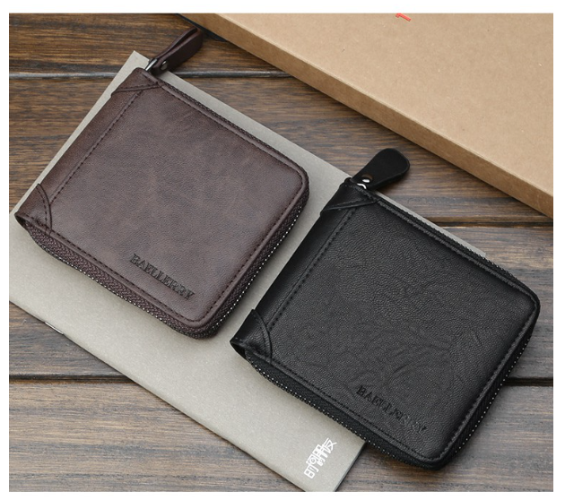 RAY03-ของแท้100%??กระเป๋าสตางค์ สไตล์วินเทจ ซิปรอบ ผู้ชายใบสั้น P2-25 ห้า B