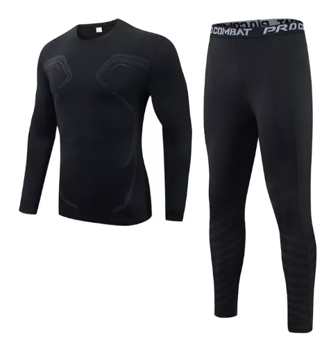 VIC09-ชุดกีฬาสำหรับผู้ชาย ชุดกีฬา เสื้อผ้าบีบอัด แขนยาว + กางเกง กระชับกล้ามเนื้อ ชุดออกกำลังกาย ชุดว่ายน้ำ [กทม. พร้อมส่ง]