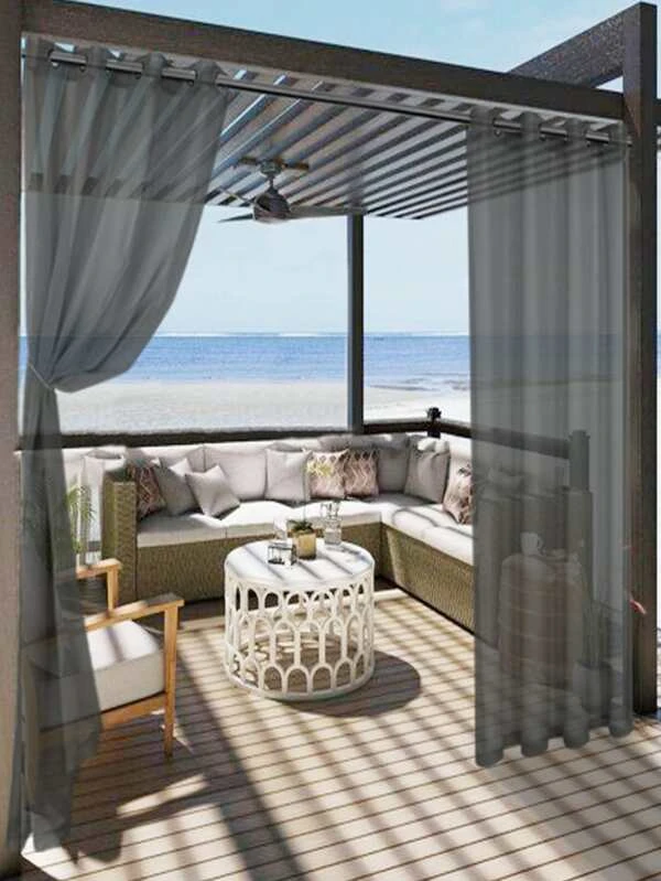 ผ้าม่าน สีพื้น กันน้ำ กลางแจ้ง 1 ชิ้น  0104