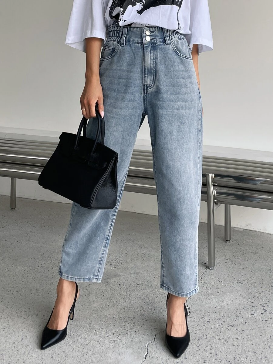 DAZY กางเกงยีนส์ ทรงแม่ เอวสูง  ee-7