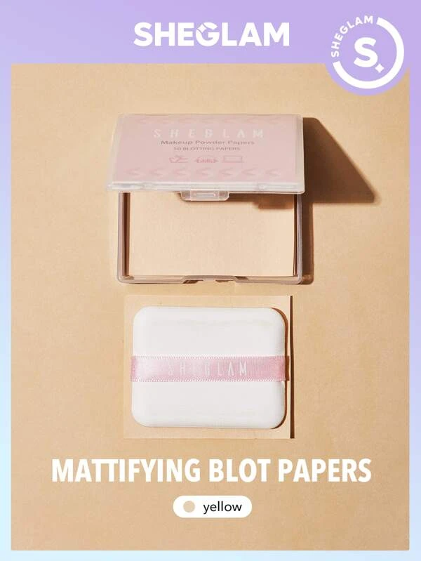 กระดาษซับหน้ามันผสมแป้งพร้อมพัฟและกระจก 50 ชิ้น d-10