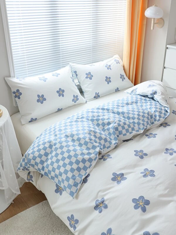 ชุดปลอกผ้านวม ไม่มีฟิลเลอร์ พิมพ์ ลายดอกไม้ t-84