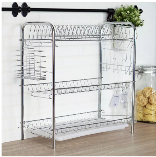 KIT96-M Kitchenstuff ชั้นวางจาน ที่คว่ำจาน ชั้นตากจาน สแตนเลส 3 ชั้น (no.1531)
