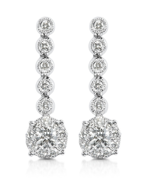 Simplicity Quintuple Round Drop Halo Earring