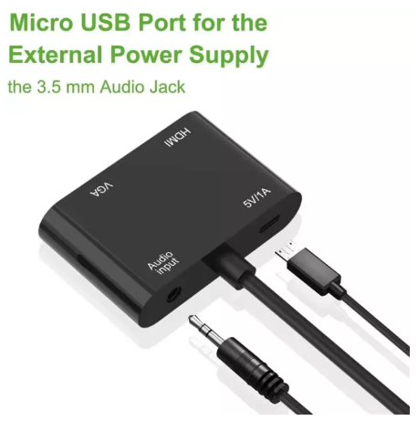 GE54-HDMI to VGA & HDMI Female Splitter with Audio Video Cable Converter Adapter For HDTV PC Monitor