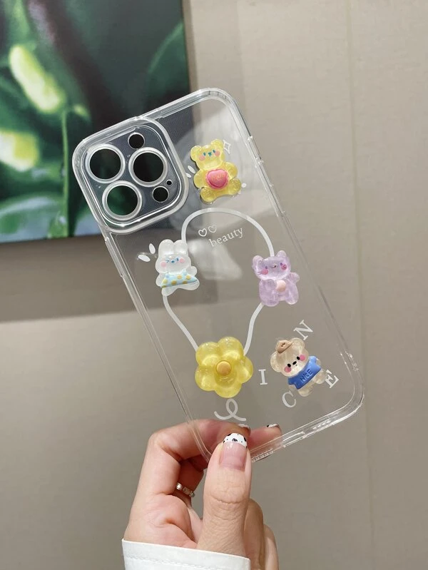 เคส โทรศัพท์ แบบใส ตกแต่ง การ์ตูนสัตว์ 3D c-56