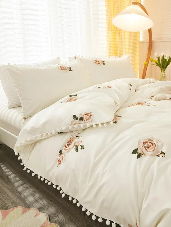 ชุดปลอกผ้านวม ไม่มีฟิลเลอร์ ลาย ดอกไม้ t-40