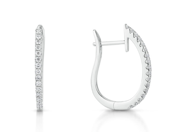 U Shape Diamond Hoop Earrings