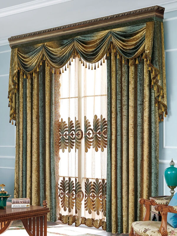 ผ้าม่าน ปักลาย แต่งพู่  065