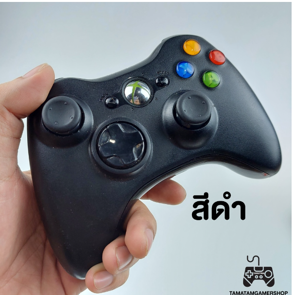 RE72-จอยแท้xbox360 controller มือสอง สีดำBLACK ของแท้100% จอยxbox360 มือ2 จอยxbox จอยคอมPC ไม่มีตัวรับสัญญาน