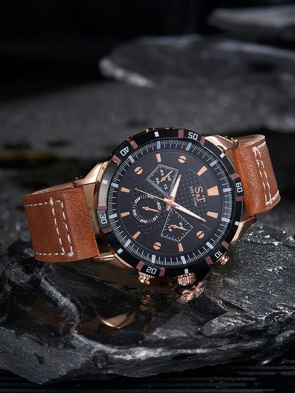 นาฬิกาควอทซ์สามหน้าปัดของผู้ชาย น-49