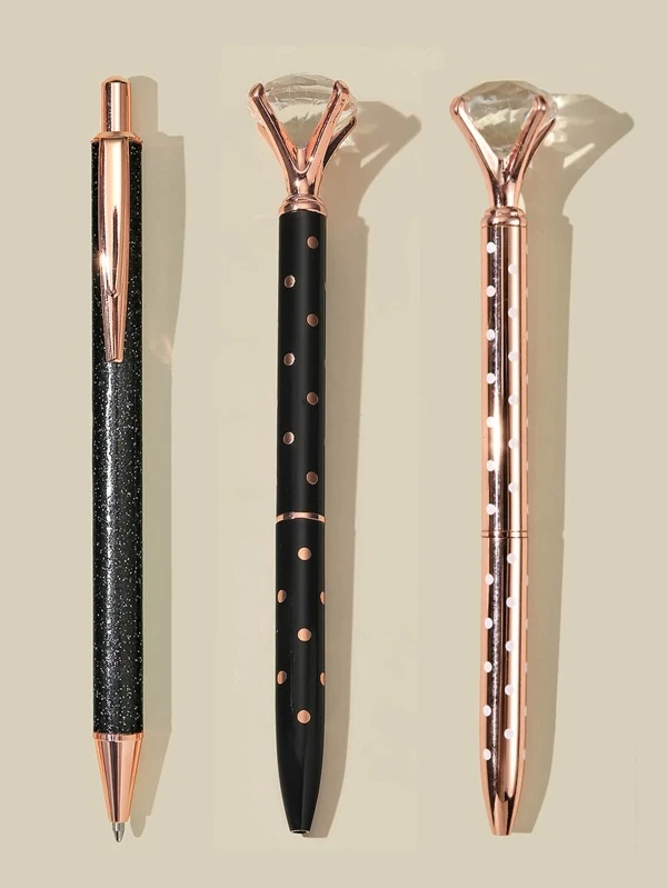 ปากกาลูกลื่นประดับเพชร 3 ชิ้น s-39