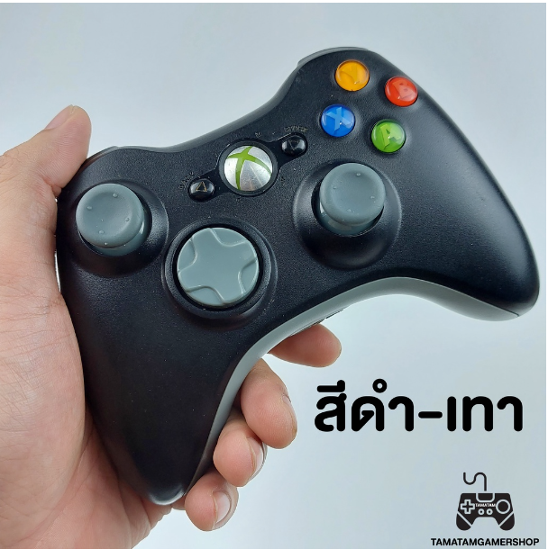 RE82-จอยแท้xbox360 controller มือสอง สีดำ-เทา(BLACK-GREY) ของแท้100% จอยxbox360 มือ2 จอยxbox จอยคอมPC ไม่มีตัวรับสัญญาน