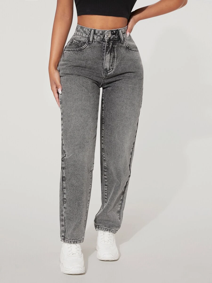 กางเกงยีนส์ ทรงแม่ เอวสูง ปิดซิป  ee-11