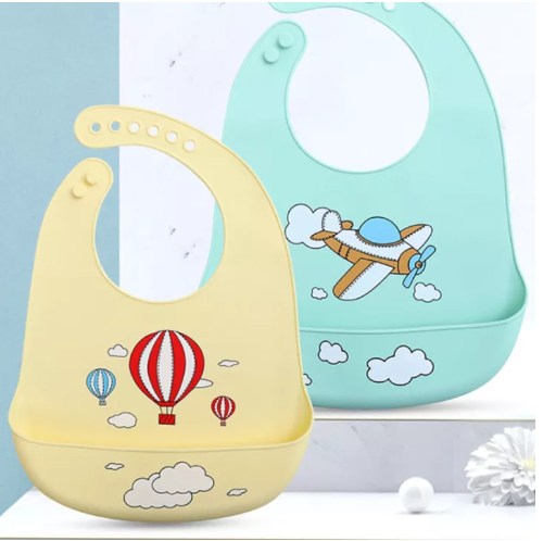 GO44-กระเป๋าข้าวสามมิติของทารก กันเปื้อนซิลิโคนลายเรือบิน กันเปื้อนเด็ก กันเปื้อนซิลิโคนเกรดอาหาร ซิลิโคนนิ่ม เหมาะสำหรับเด็กอายุ