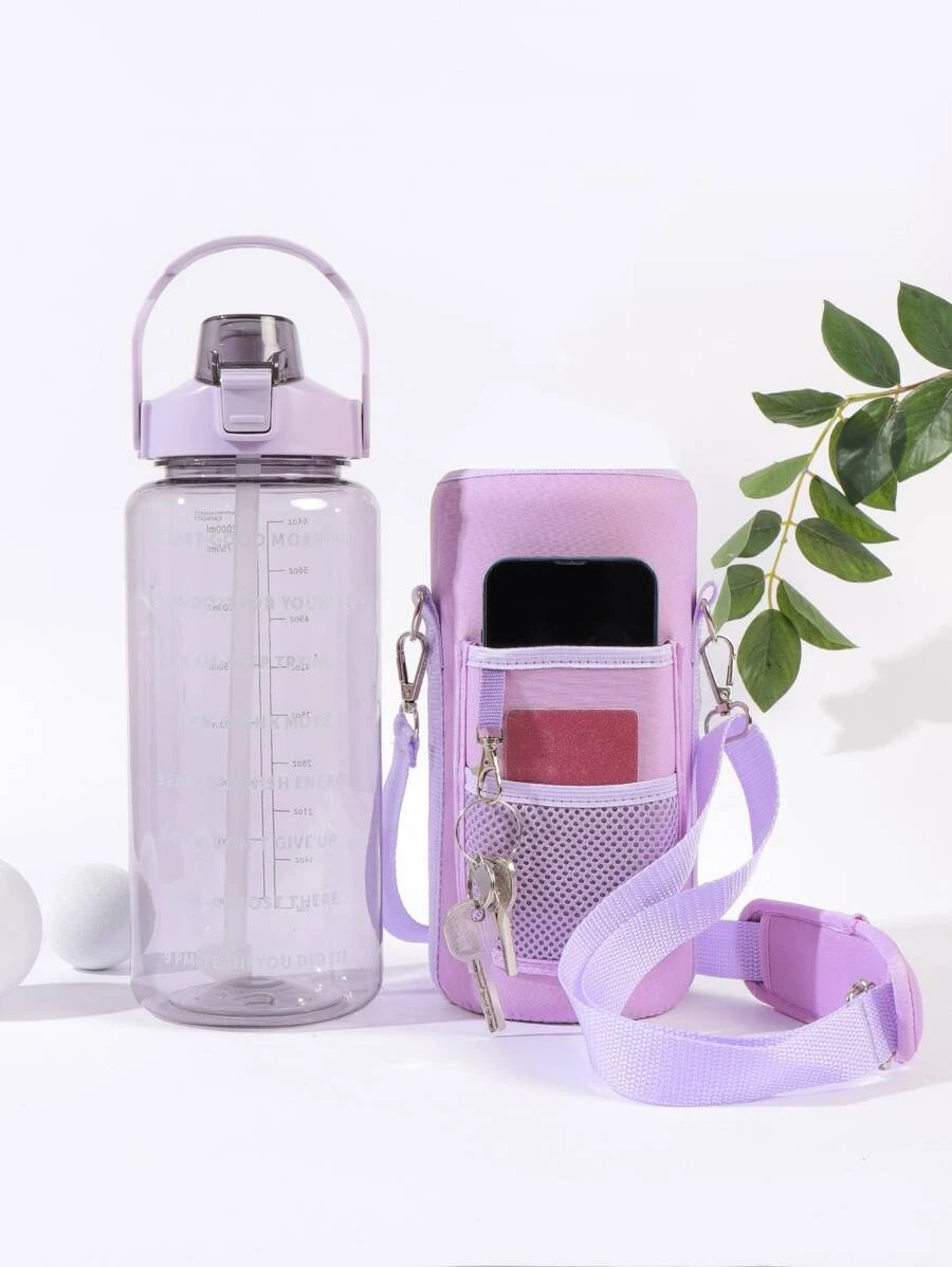 1 ชิ้น 2000ml ขวดน้ำ & 1 ชิ้น วัสดุสังเคราะห์ ยาง ขวด พกพาได้ ขวดน้ำพร้อมฝาหลอด สำหรับ กลางแจ้ง  pp-8