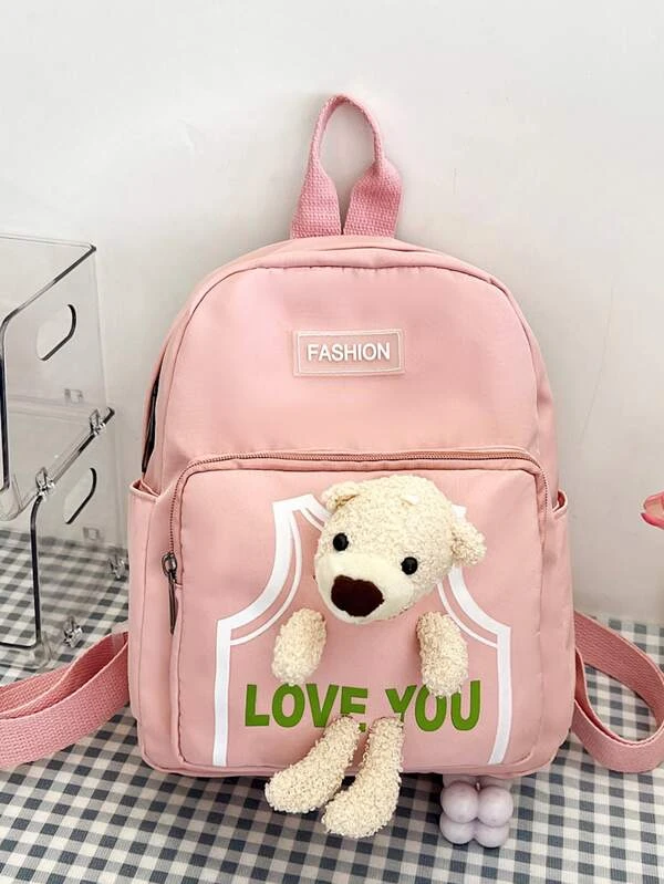 กระเป๋าเป้สะพายหลัง ตกแต่ง การ์ตูน หมี กราฟฟิค ตัวอักษร ll-114