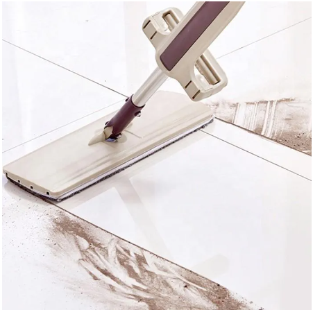 ROB05-Lazy Mop ไม้ถูพื้น แบบรีดน้ำและฝุ่นผงในตัว พร้อมผ้า 2 ผืนตั้งได้ 3008