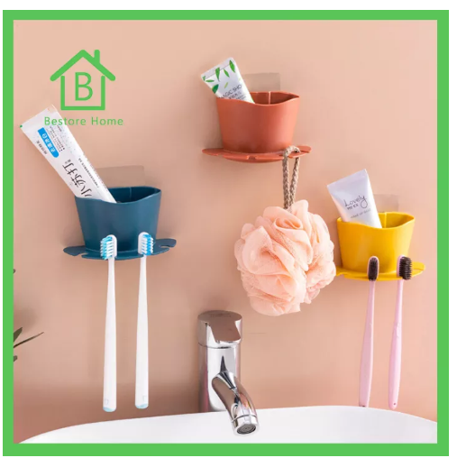 UTI71-BestoreHome ที่วางแปรงสีฟัน ที่ใส่แปรงฟัน เก็บยาสีฟัน แบบติดผนัง