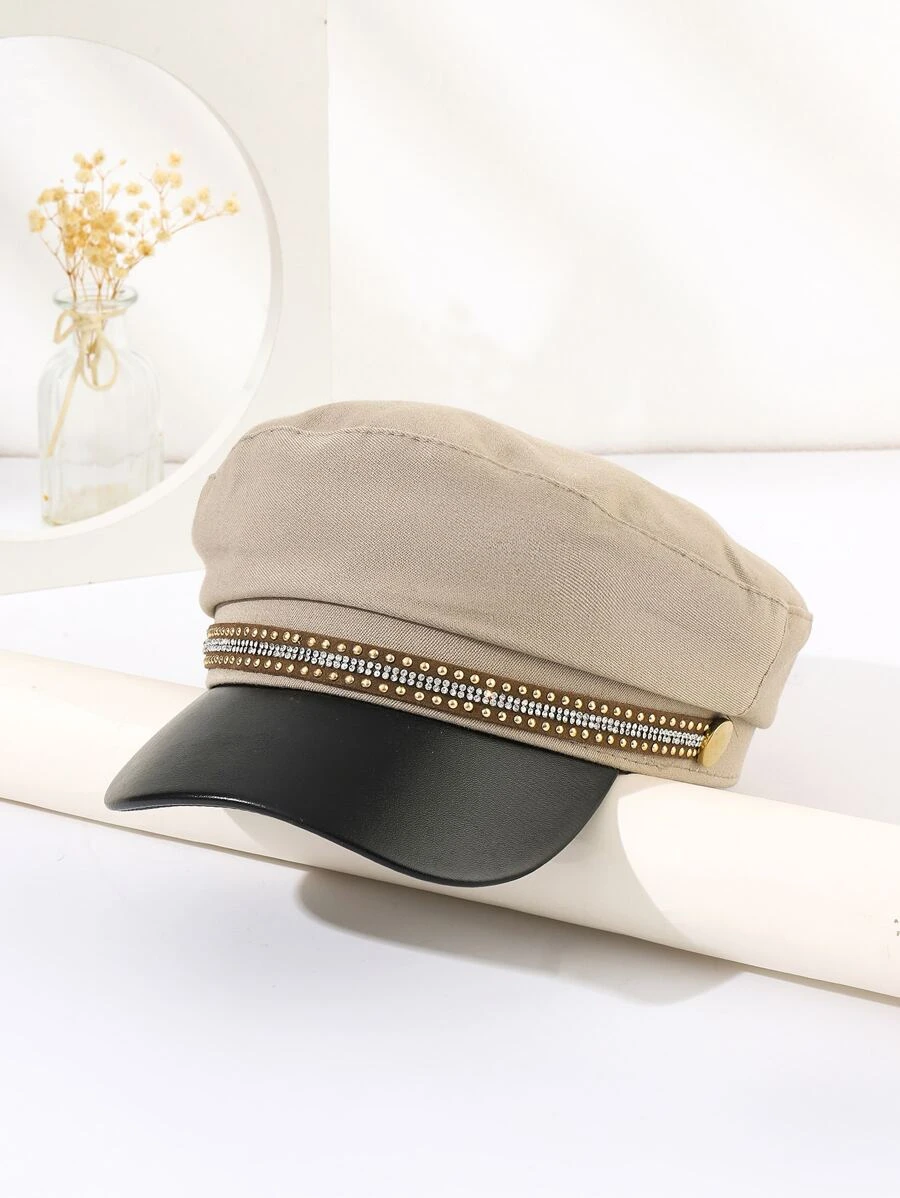 หมวกเบเกอร์ พลอยเทียม & ตกแต่ง หมุดย้ำ i-95