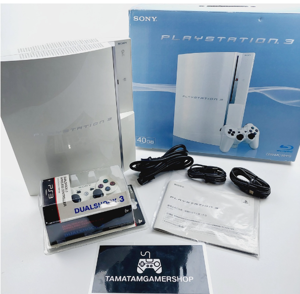 RE59-เครื่องเกมps3 สีขาวCeramic White ความจุ40GB[งานกล่องแท้-เลขเครื่องตรง]ต่อไฟไทยได้เลย SONY PlayStation3 CECHH00 JP Box