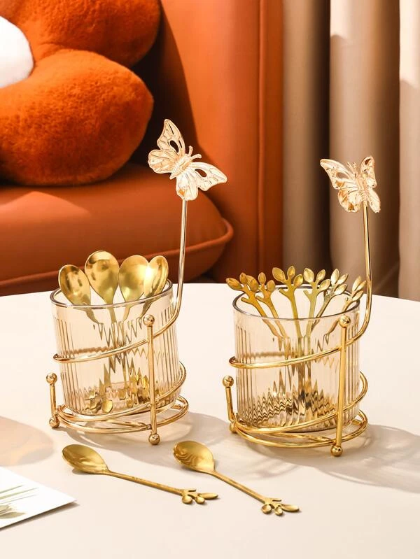 6 ชิ้น ช้อน ออกแบบ ใบไม้ & 1 ชิ้น ที่วาง & 1 ชิ้น ราว  ค-27