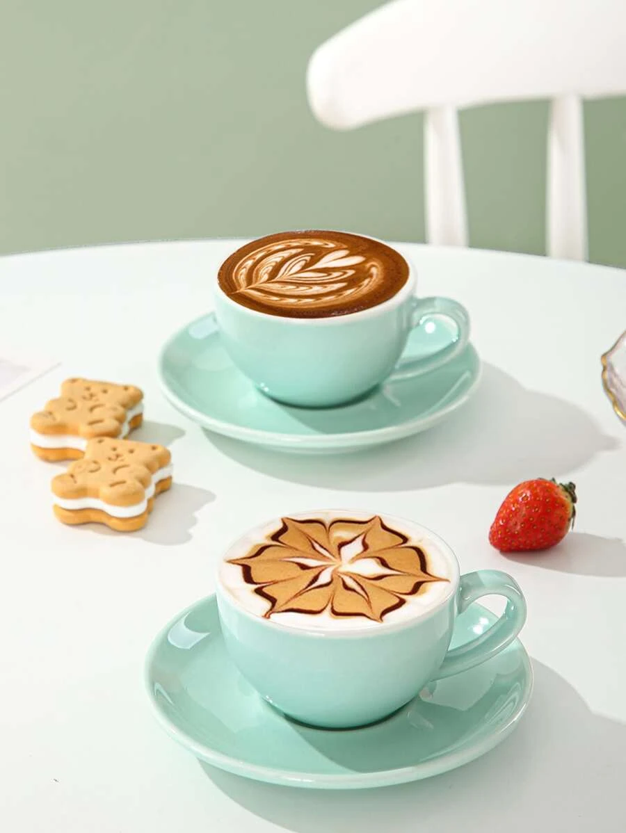 ถ้วยกาแฟ 1 ชิ้น สีพื้น และ จาน 1 ชิ้น  oo-110