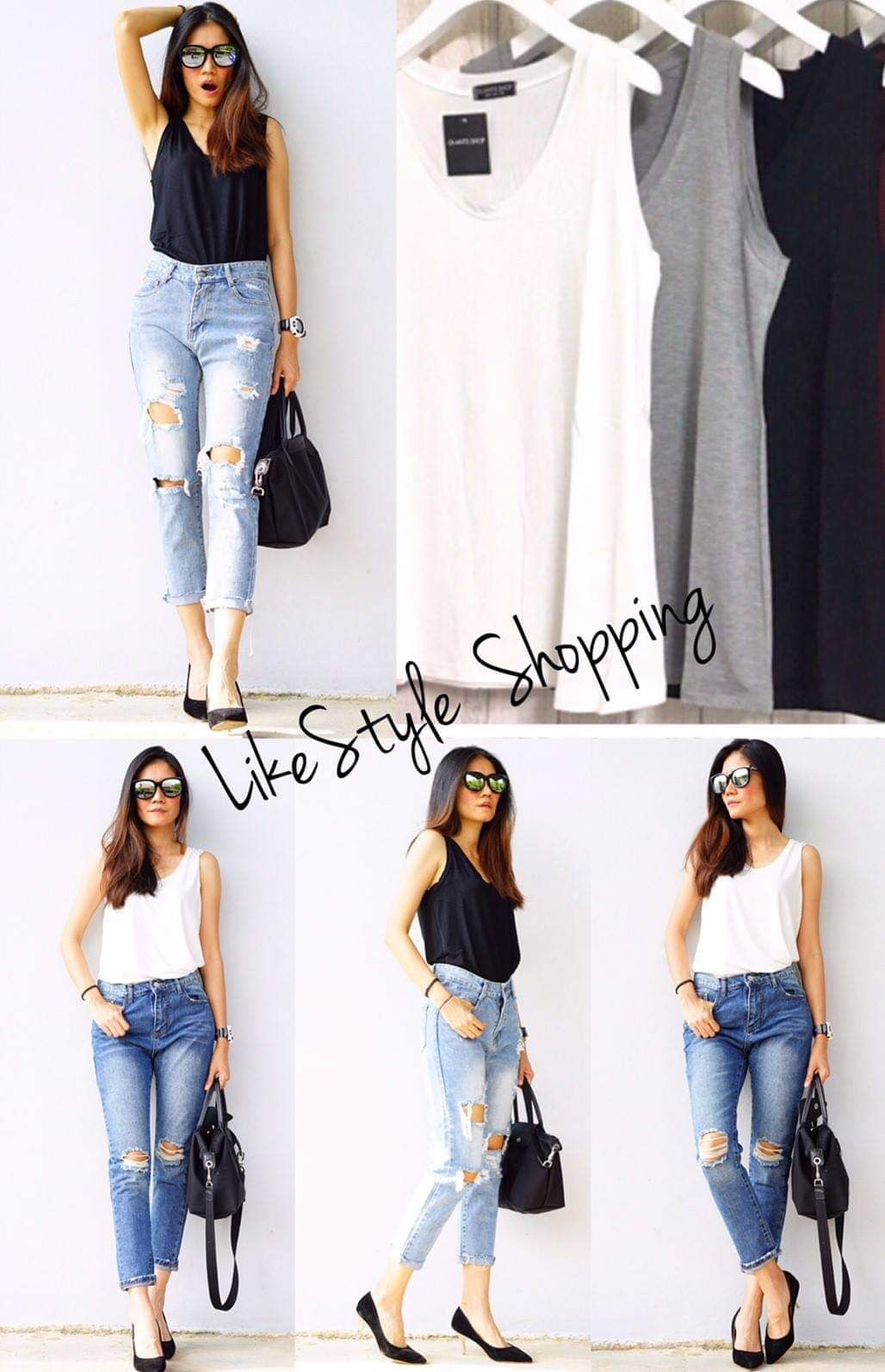 เสื้อยืดแขนกุด คอยูวี  #501