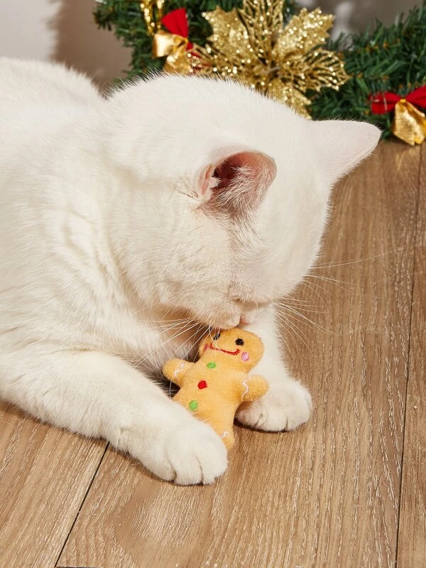 ของเล่นยัดนุ่น สำหรับสัตว์ ลายคริสต์มาส 1 ชิ้น ลายขนมปังขิง ม-050