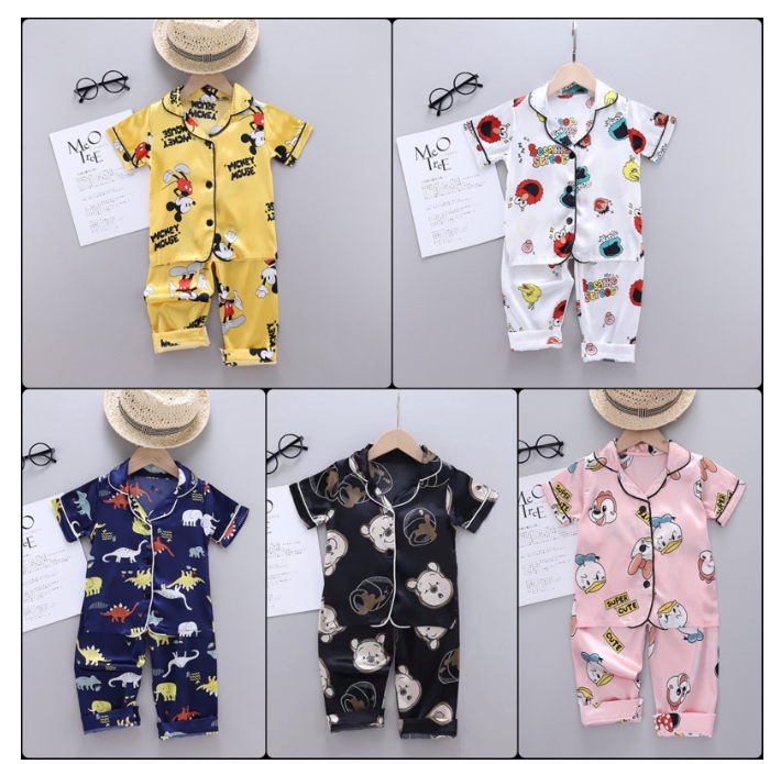 SA95>ชุดนอนเด็ก แขนสั้น ขายาว ใส่ได้ทั้งเด็กชายและเด็กหญิง พร้อมส่งจากไทย ⭐️