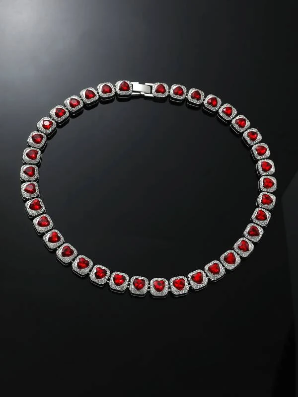 ผู้ชาย สร้อยคอ พลอยเทียม ตกแต่งรูปหัวใจ  kk-252