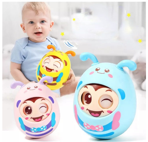 GO36-แก้วน้ำขยิบตาตุ๊กตาล้มลุกมีเสียง กระพริบตาได้ มีเสียงกรุ้งกริ๊ ของเล่นเด็ก Tumbler Teether rattle