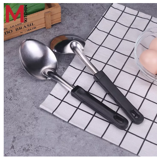 KIT73-M KITCHENS ทัพพี ทัพพีสแตนเลส ทัพพีใหญ่ ที่ตักข้าว ทัพพีสำหรับทำอาหาร ตักแกง ตักข้าว ขนาด 7 ซม. ยาว 26.5 ซม 240