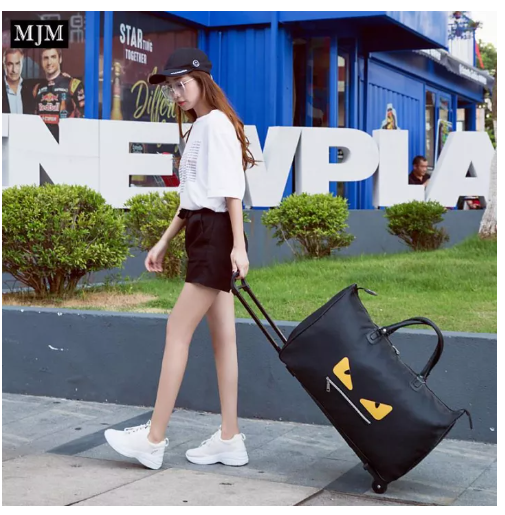 BAG29-MJM รถเข็นกระเป๋ากระเป๋าเดินทางหญิงสไตล์เกาหลีมือถือพับเก็บได้น้ำหนักเบาความจุขนาดใหญ่ระยะทางใกล้ๆเดินทางแฟชั่นผู้ชายกันน้ำถุงเก็บเดินทาง