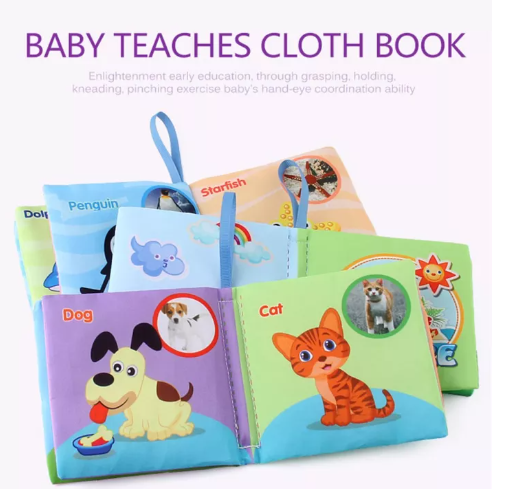GO1-หนังสือผ้า หนังสือผ้าเสริมพัฒนาการ สีสันสดใส ฉีกไม่ขนาด ขนาดพอดีมือ มีเสียงก๊อบแก๊บ