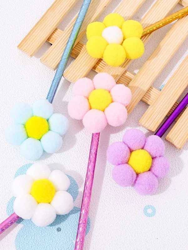 ปากกาลูกลื่น 4 ชิ้น ลายดอกไม้ s-69