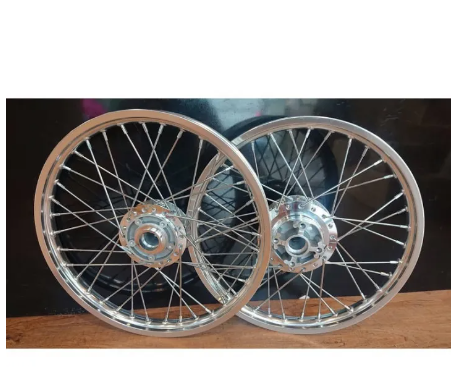 FU24-ชุดล้อเงินขอบเรียบ 1.40x2 ดุมกระจก ใส่ Sonic,Tena-Nova Disc หลัง