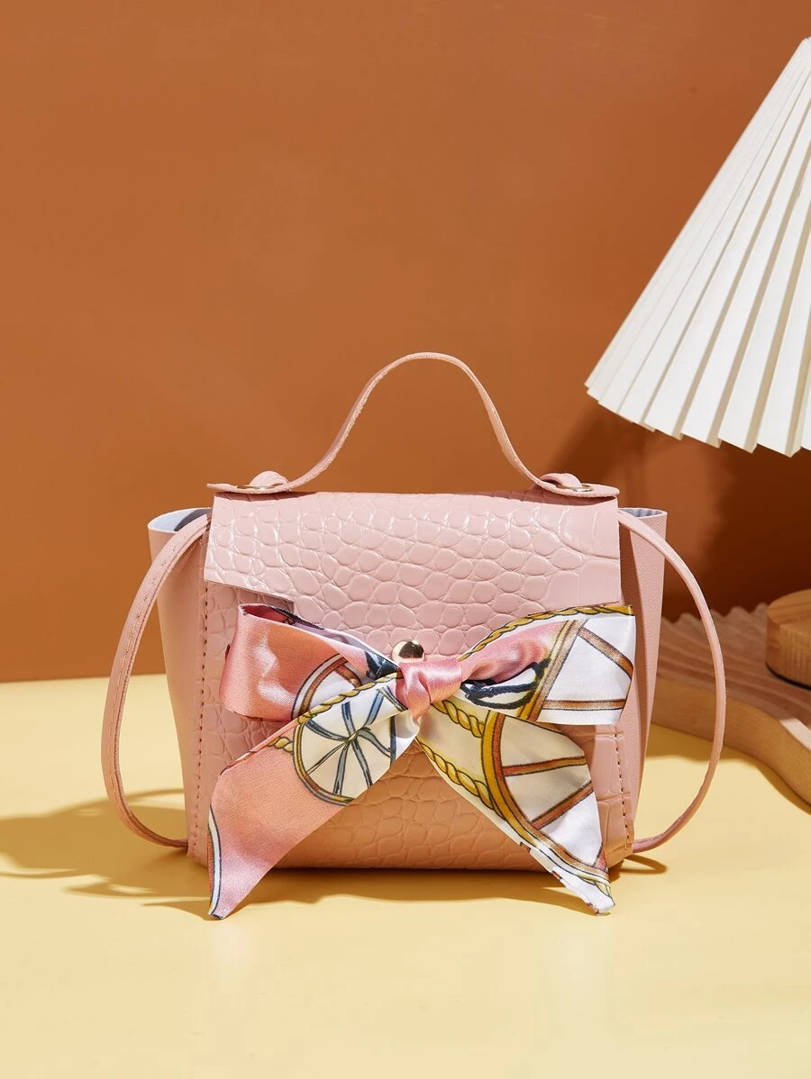 กระเป๋าสะพายลายจระเข้ลายโบว์ v-72