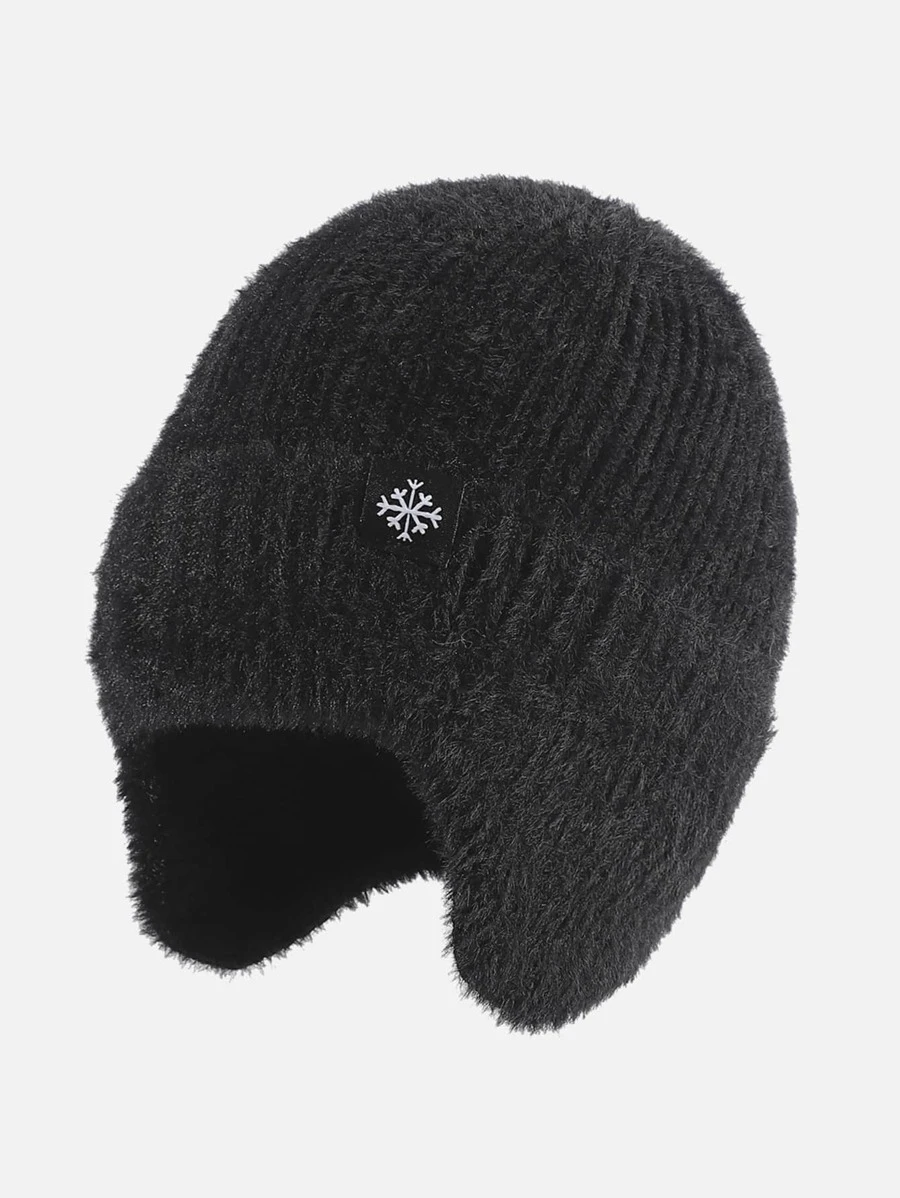 หมวกบีนนี่ เกล็ดหิมะ ตกแต่งแพทช์ ปุย  i-61