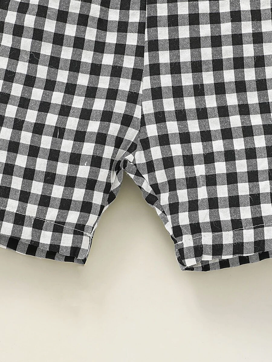 เด็กผู้ชาย เสื้อกล้าม & ลายกิงแฮม กางเกงขาสั้น b-82