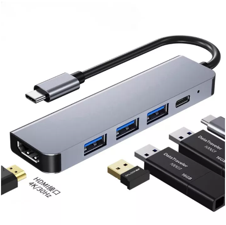 GE55-USB C Hub 5 in 1 Type C to HDMI 4K for MacBook Pro 2020, MacBook Air 2020, iPad Pro 2020, SAMSUNG S20+
