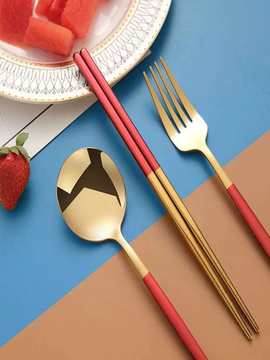 เซตอุปกรณ์ทานอาหาร 3 ชิ้น ทูโทน hh-18