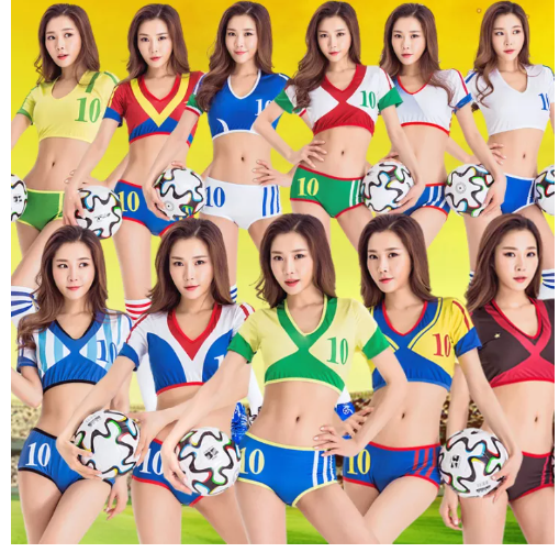 SE85@Adult Women Cosplay Bikini Costumes Spice Girls USA Italian Soccer Babe Cheerleading Dress Russian Football No. 10 Cheerleading Dress