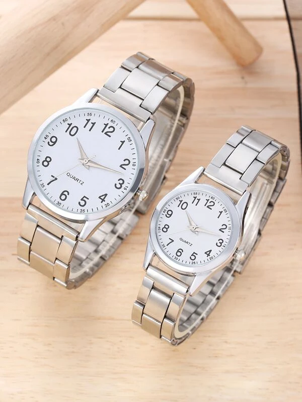 นาฬิกาควอทซ์ ตัวชี้ แบบกลม คู่ มินิมอล 2 ชิ้น น-183