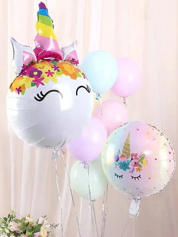 ชุดลูกโป่ง ตัวการ์ตูนยูนิคอร์น 9ชิ้น p-17