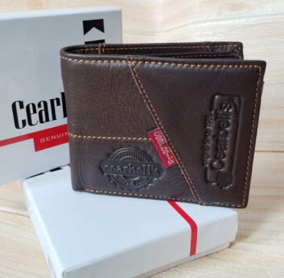 RAY70-กระเป๋าสตางค์หนังแท้ นําเข้า แบบเต็มใบ ลายนูน