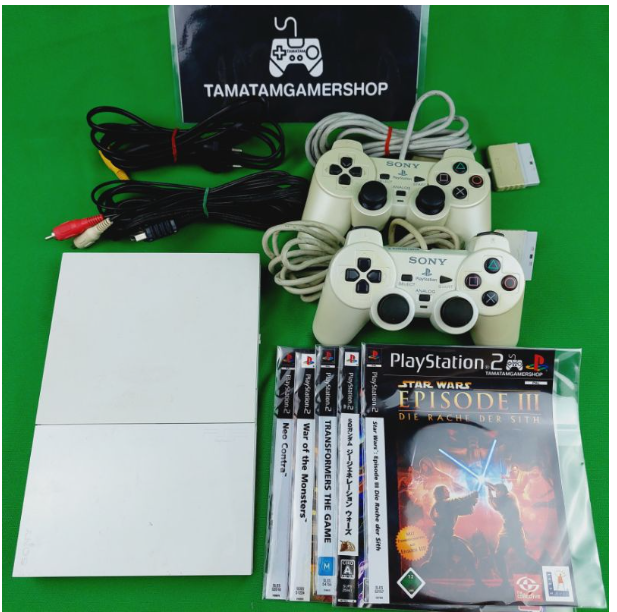 RE54-เครื่องเกมps2 slim 90006 สีขาว Ceramic White มือสอง(USED) ของแท้ แปลงแล้วเล่นก้อปได้ เครื่องPS2 Gameขาว เกมมือสองสีสะสม