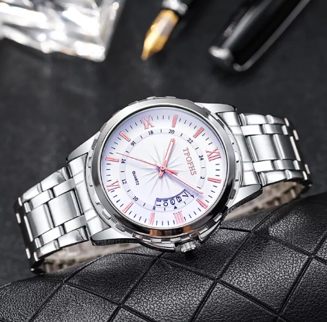 EW49-ใหม่นาฬิกากันน้ำสีน้ำเงินแก้วเหล็กเข็มขัดผู้ชายนาฬิกาปฏิทิน