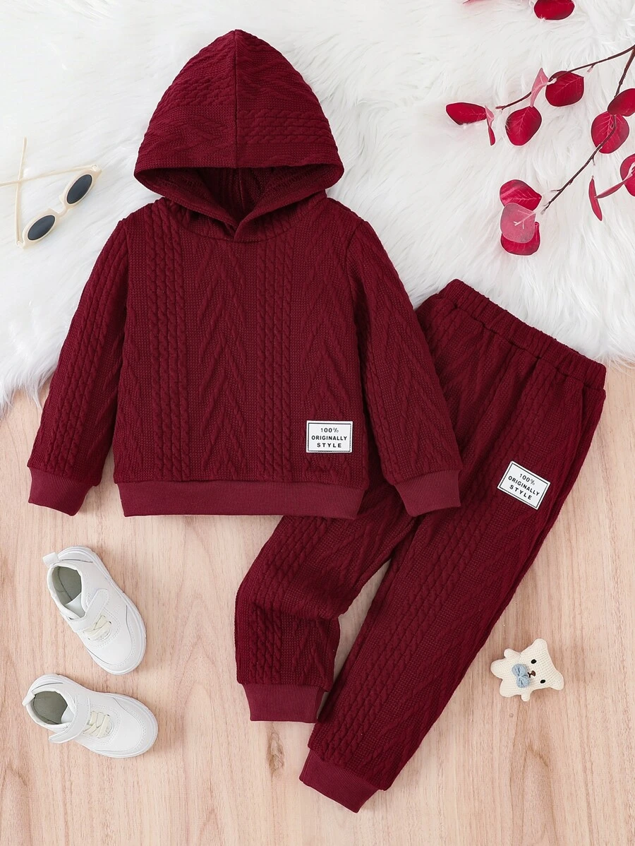 เด็กผู้หญิง เสื้อฮู้ด & กางเกงวอร์ม รายละเอียด แพทช์ตัวอักษร a-87