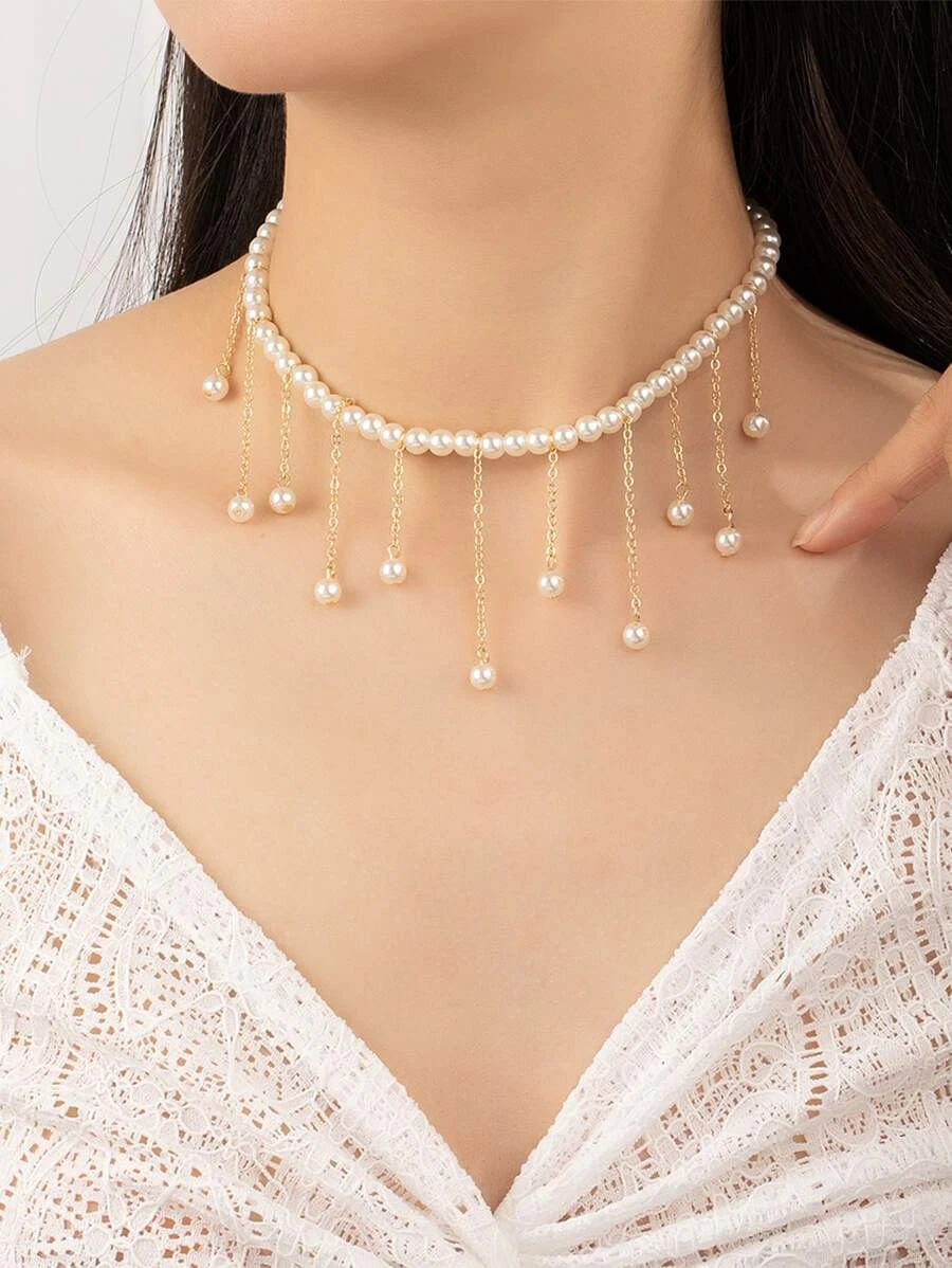 สร้อยคอ ประดับ มุกเทียม jj-20